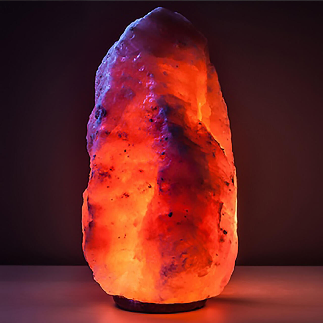 Lámpara de Sal del Himalaya con Base de Madera 100% Natural